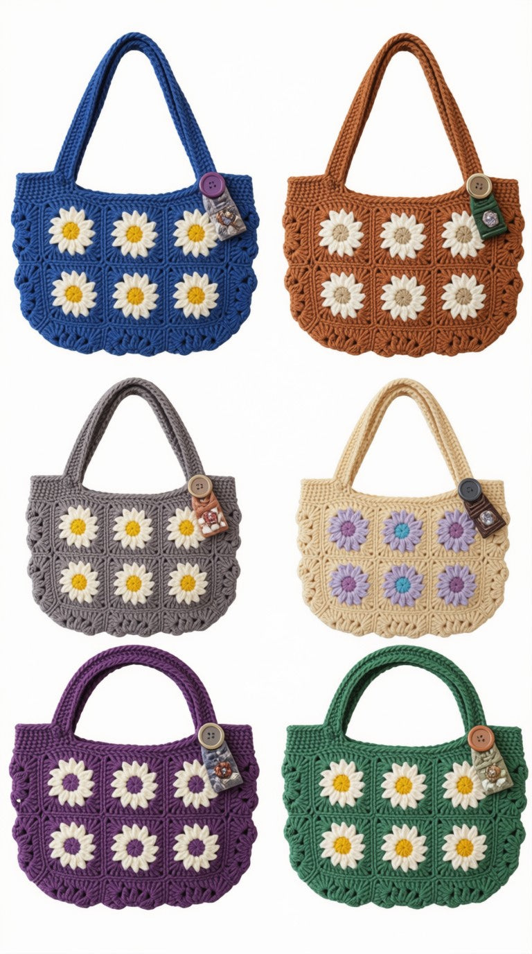 Daisy Granny Square Tote