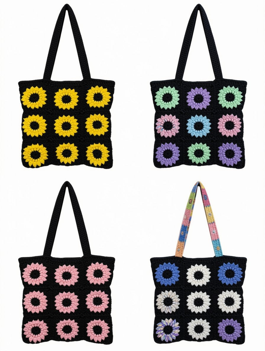 Floral Granny Square Tote