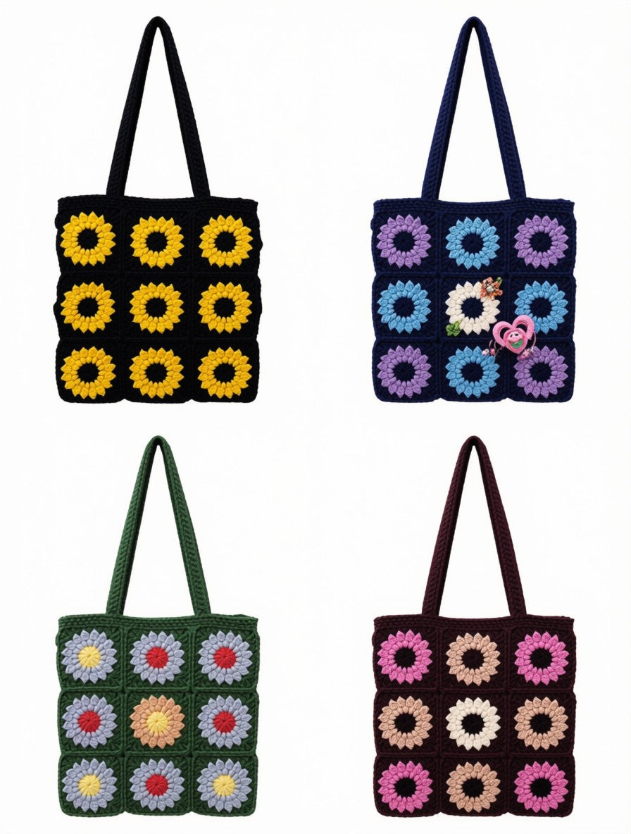 Sunflower Granny Square Tote