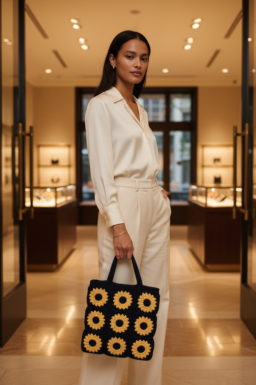 Sunflower Tote – luxury boutique entrance